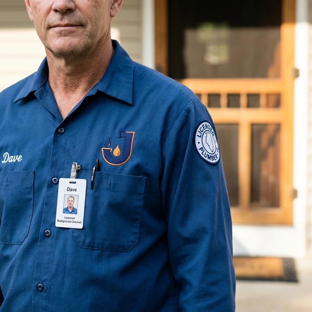 Licensed plumber showing ID badge in Manito, IL