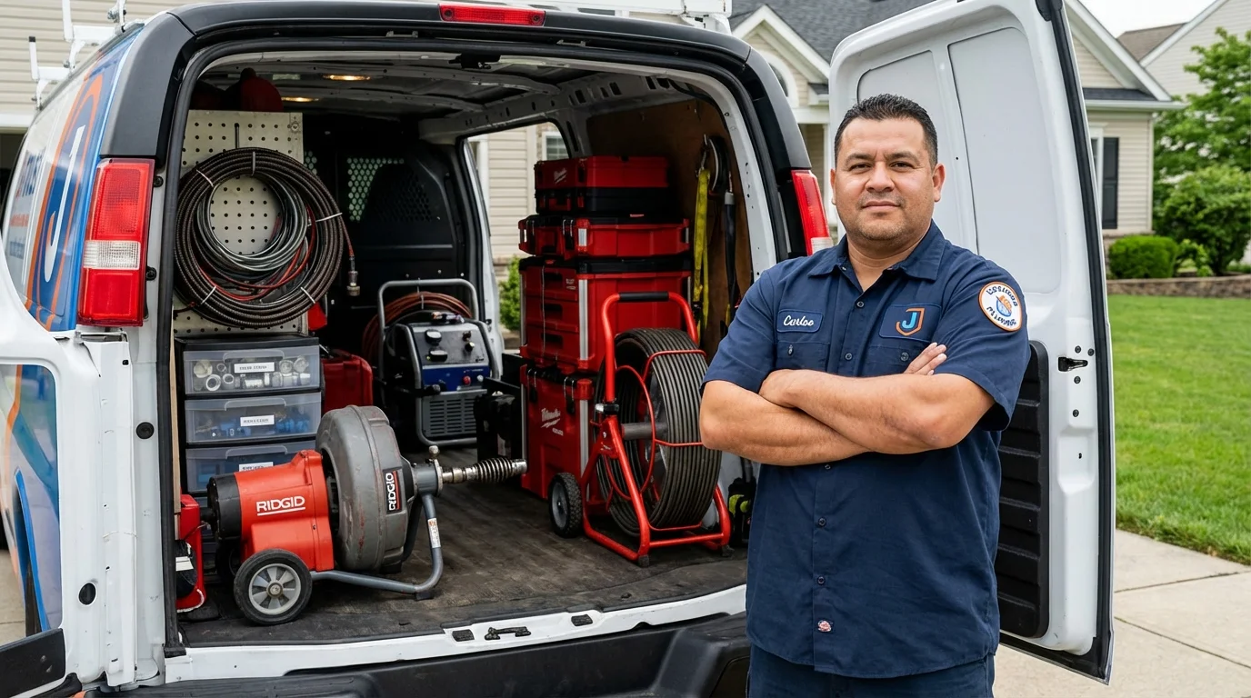 Professional drain cleaning equipment and Johns Plumbing LLC plumber in Manito