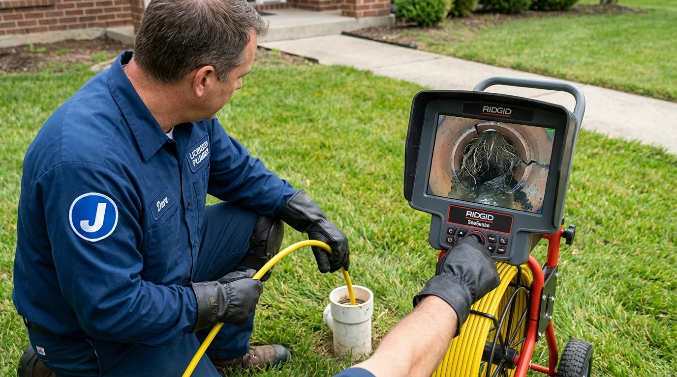 Sewer camera inspection being performed by Johns Plumbing LLC in Manito