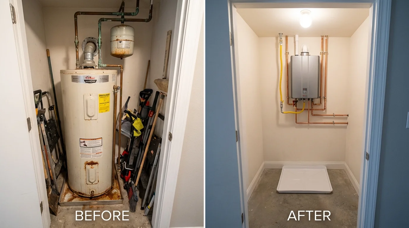 Tank water heater versus wall-mounted tankless unit comparison for Manito, IL homeowners